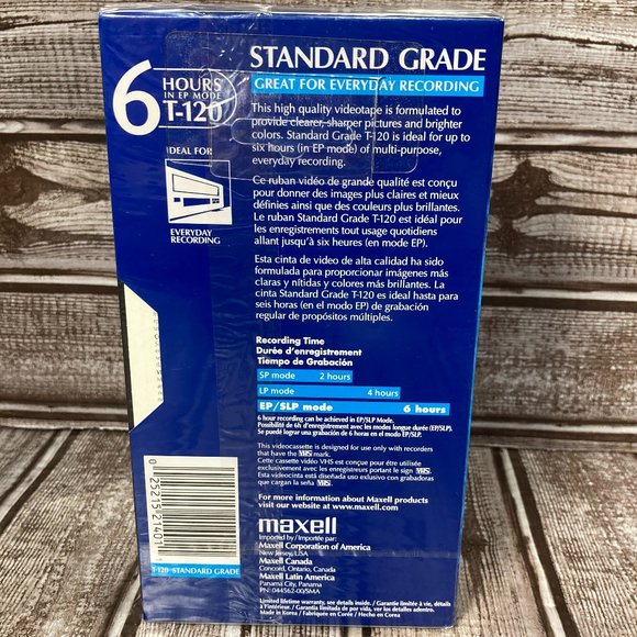 MAXELL 6 Hours T-120 Blank Standard Grade VHS Tape Brand NEW SEALED - Picture 2 of 5